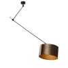 Hanglamp zwart met velours kap brons 35cm - Blitz