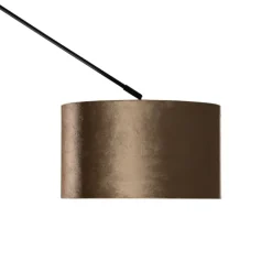 Hanglamp zwart met velours kap brons 35cm - Blitz