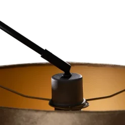 Hanglamp zwart met velours kap brons 35cm - Blitz