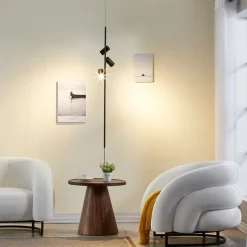 Hanglamp zwart met voetschakelaar 3-lichts - Jeana Luxe