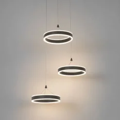 Hanglamp zwart rond incl. LED 3-staps dimbaar 3-lichts - Lyani