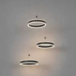 Hanglamp zwart rond incl. LED 3-staps dimbaar 3-lichts - Lyani