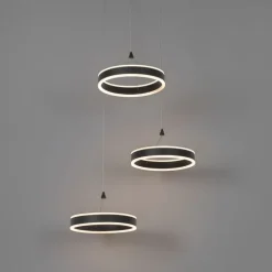 Hanglamp zwart rond incl. LED 3-staps dimbaar 3-lichts - Lyani