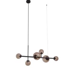 Hotel Chique hanglamp donkerbrons met brons glas 6-lichts - Monaco