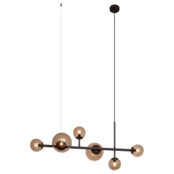Hotel Chique hanglamp donkerbrons met brons glas 6-lichts - Monaco