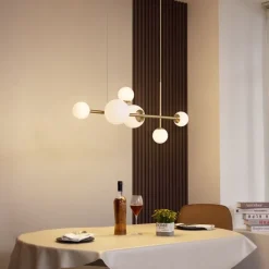 Hotel Chique hanglamp goud met opaal wit glas 6-lichts - Monaco