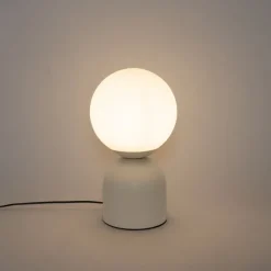 Hotel chique tafellamp beige met opaal glas - Pallon Trend