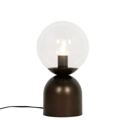 Hotel chique tafellamp donkerbrons met helder glas - Pallon Trend