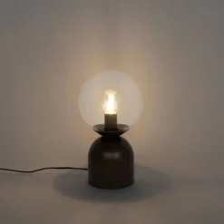 Hotel chique tafellamp donkerbrons met helder glas - Pallon Trend