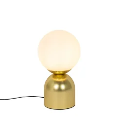 Hotel chique tafellamp goud met opaal glas - Pallon Trend