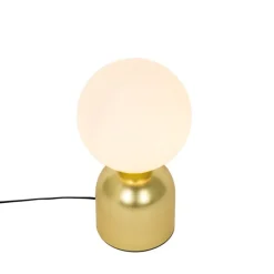 Hotel chique tafellamp goud met opaal glas - Pallon Trend