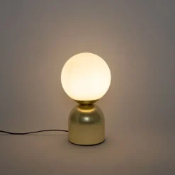 Hotel chique tafellamp goud met opaal glas - Pallon Trend