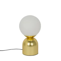 Hotel chique tafellamp goud met opaal glas - Pallon Trend