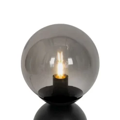 Hotel chique tafellamp zwart met smoke glas - Pallon Trend