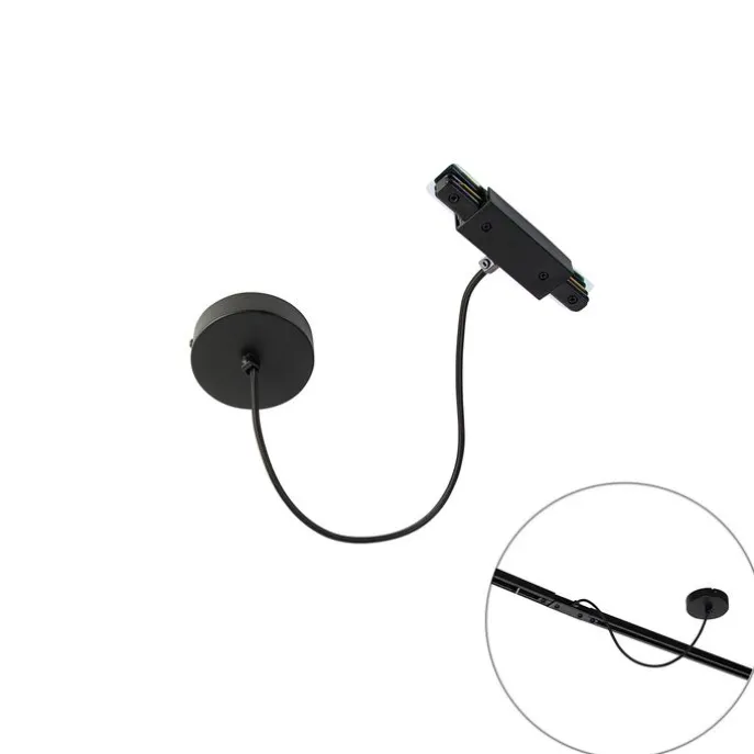 I voeding met ronde montageplaat voor 1-fase rail zwart - Iconic