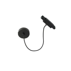 I voeding met ronde montageplaat voor 1-fase rail zwart - Iconic