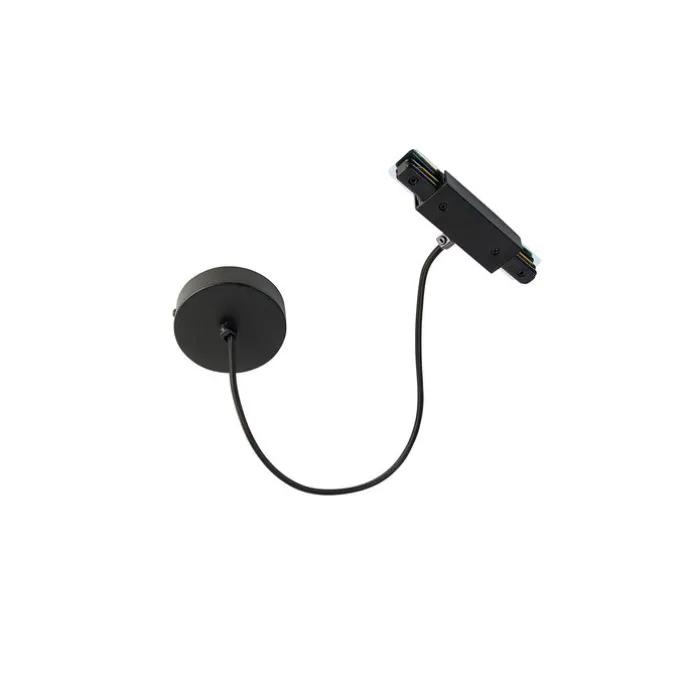 I voeding met ronde montageplaat voor 1-fase rail zwart - Iconic