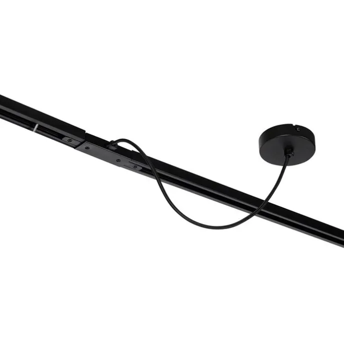 I voeding met ronde montageplaat voor 1-fase rail zwart - Iconic