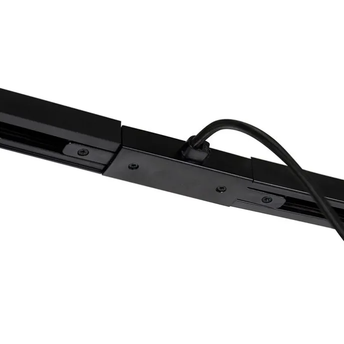 I voeding met ronde montageplaat voor 1-fase rail zwart - Iconic