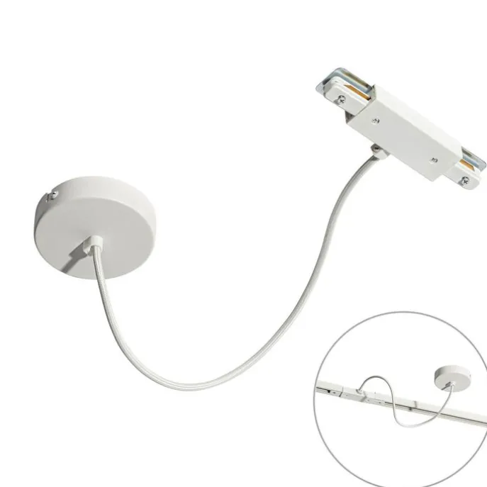 I voeding met ronde montageplaat voor 1-fase rail wit - Iconic