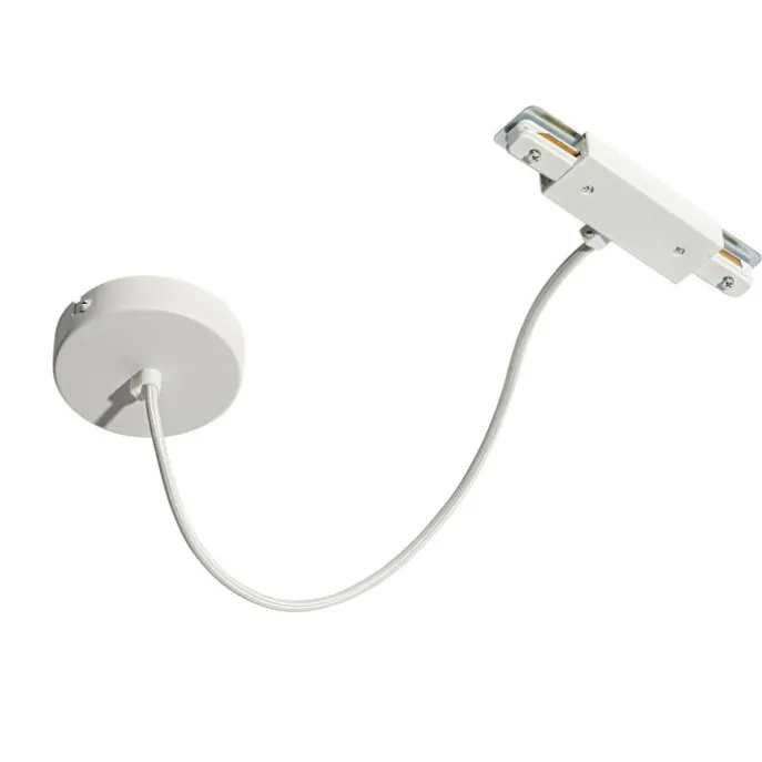 I voeding met ronde montageplaat voor 1-fase rail wit - Iconic