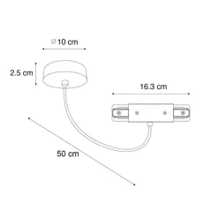I voeding met ronde montageplaat voor 1-fase rail wit - Iconic
