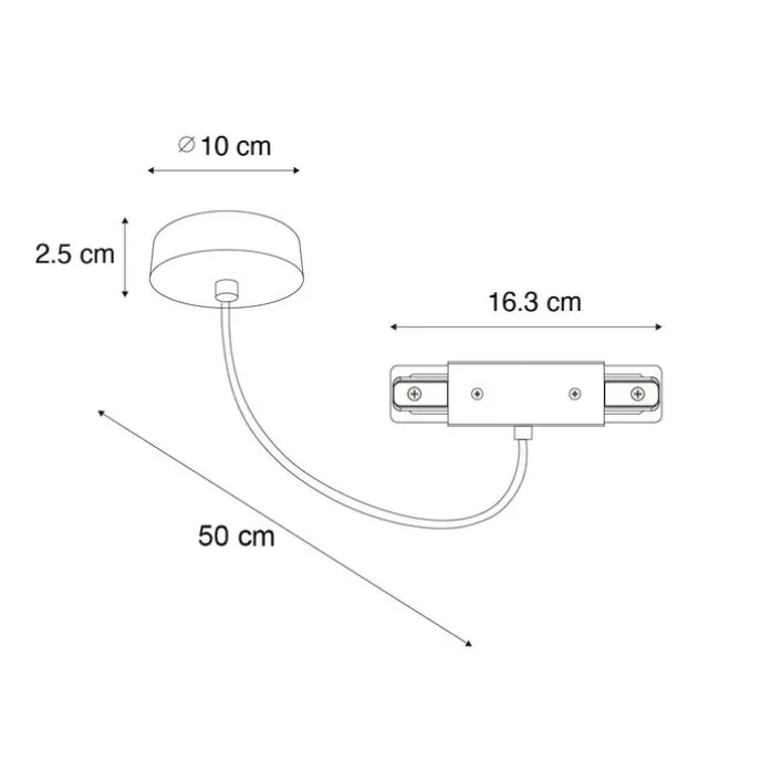 I voeding met ronde montageplaat voor 1-fase rail wit - Iconic
