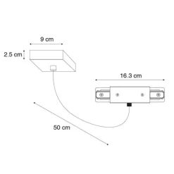I voeding met vierkante montageplaat voor 1-fase rail zwart - Iconic