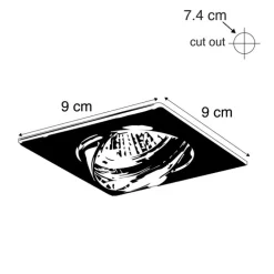 Inbouwspot kantelbaar staal vierkant - Edu