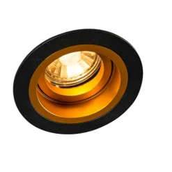 Inbouwspot rond zwart met goud draai- en kantelbaar - Chuck