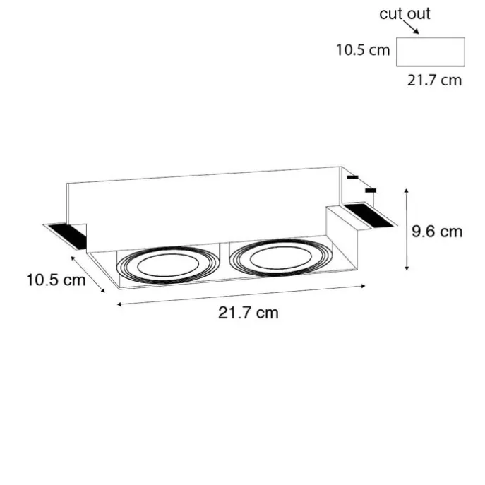 Inbouwspot wit GU10 AR70 trimless 2-lichts - Oneon