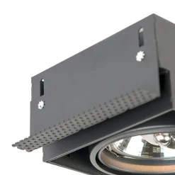 Inbouwspot zwart AR111 draai- en kantelbaar trimless 2-lichts - Oneon