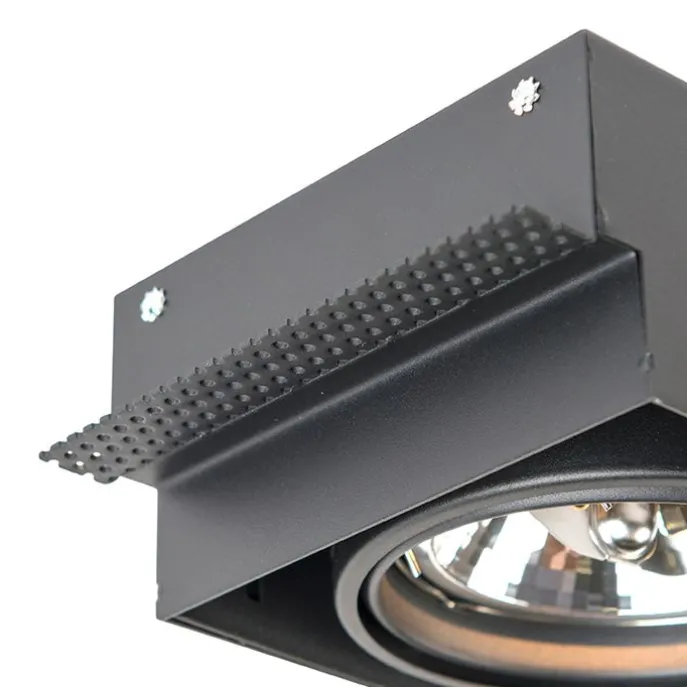 Inbouwspot zwart AR111 draai- en kantelbaar trimless 2-lichts - Oneon