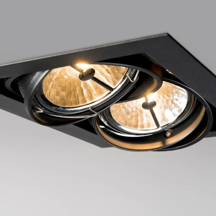 Inbouwspot zwart AR111 verstelbaar 2-lichts - Oneon