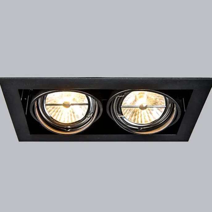 Inbouwspot zwart AR111 verstelbaar 2-lichts - Oneon