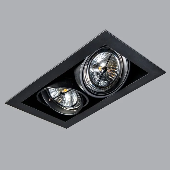 Inbouwspot zwart AR111 verstelbaar 2-lichts - Oneon