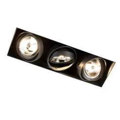 Inbouwspot zwart GU10 AR70 trimless 3-lichts - Oneon