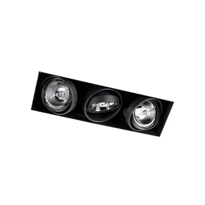 Inbouwspot zwart GU10 AR70 trimless 3-lichts - Oneon