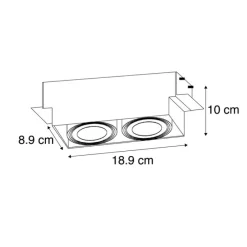 Inbouwspot zwart GU10 draai- en kantelbaar trimless 2-lichts - Oneon