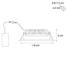Inbouwspot zwart kantelbaar 8,2cm incl. LED dim to warm IP54 ultra slim - Pupil