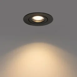 Inbouwspot zwart kantelbaar 6,5cm incl. LED IP54 ultra slim - Pupil