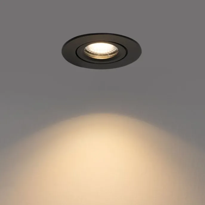 Inbouwspot zwart kantelbaar 6,5cm incl. LED IP54 ultra slim - Pupil