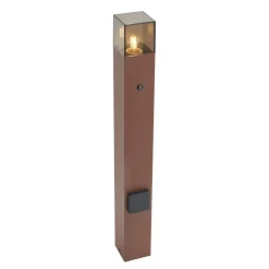 Industrieel buiten paaltje roestbruin met smoke glas 70cm met schemersensor IP44 - Denmark