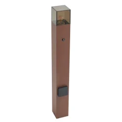 Industrieel buiten paaltje roestbruin met smoke glas 70cm met schemersensor IP44 - Denmark