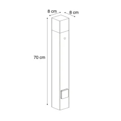 Industrieel buiten paaltje roestbruin met smoke glas 70cm met schemersensor IP44 - Denmark