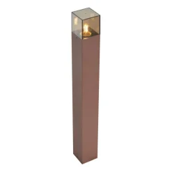 Industrieel buiten paaltje roestbruin met smoke glas 70cm met schemersensor IP44 - Denmark