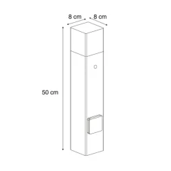 Industrieel buiten paaltje roestbruin met smoke glas 50cm met schemersensor - Denmark