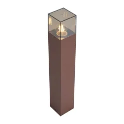 Industrieel buiten paaltje roestbruin met smoke glas 50cm met schemersensor - Denmark