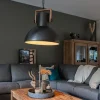 Industriele hanglamp donkergrijs met mango hout - Mangoes