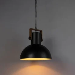 Industriele hanglamp donkergrijs met mango hout - Mangoes